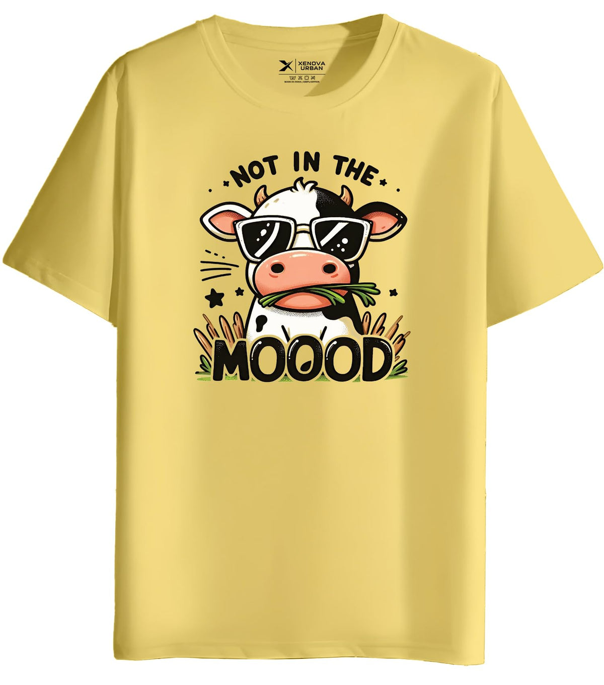 XENOVAURBAN Men's Regular Fit Printed Round Neck Cotton T-Shirt | Graphic Printed Casual Wear Unisex Fit XS to 3XL Tshirt RN-MOOOD