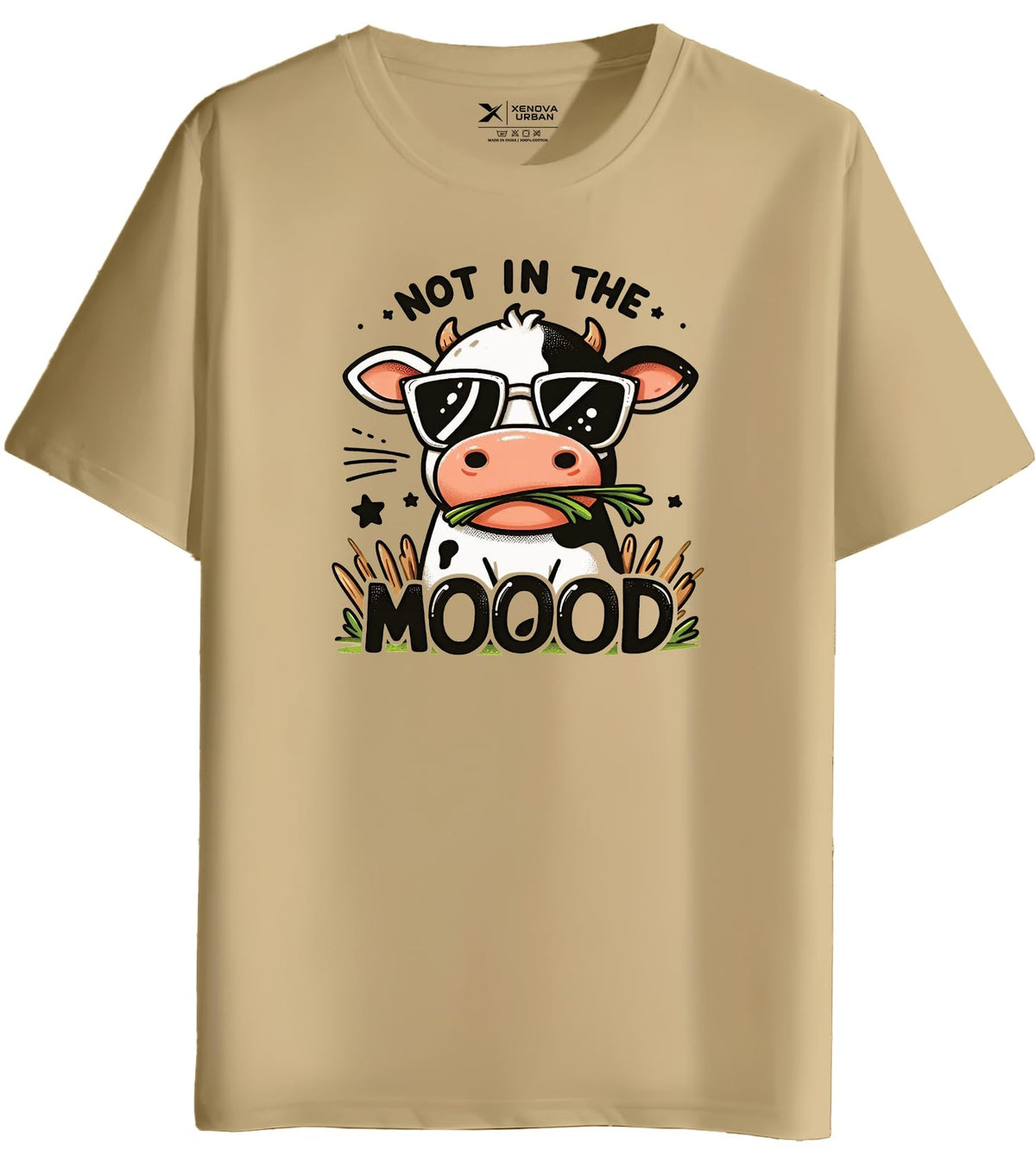 XENOVAURBAN Men's Regular Fit Printed Round Neck Cotton T-Shirt | Graphic Printed Casual Wear Unisex Fit XS to 3XL Tshirt RN-MOOOD