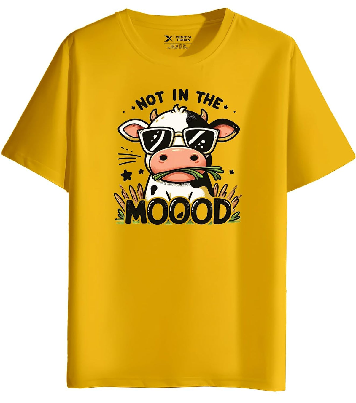 XENOVAURBAN Men's Regular Fit Printed Round Neck Cotton T-Shirt | Graphic Printed Casual Wear Unisex Fit XS to 3XL Tshirt RN-MOOOD