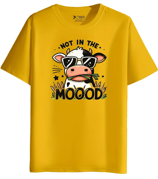 XENOVAURBAN Men's Regular Fit Printed Round Neck Cotton T-Shirt | Graphic Printed Casual Wear Unisex Fit XS to 3XL Tshirt RN-MOOOD