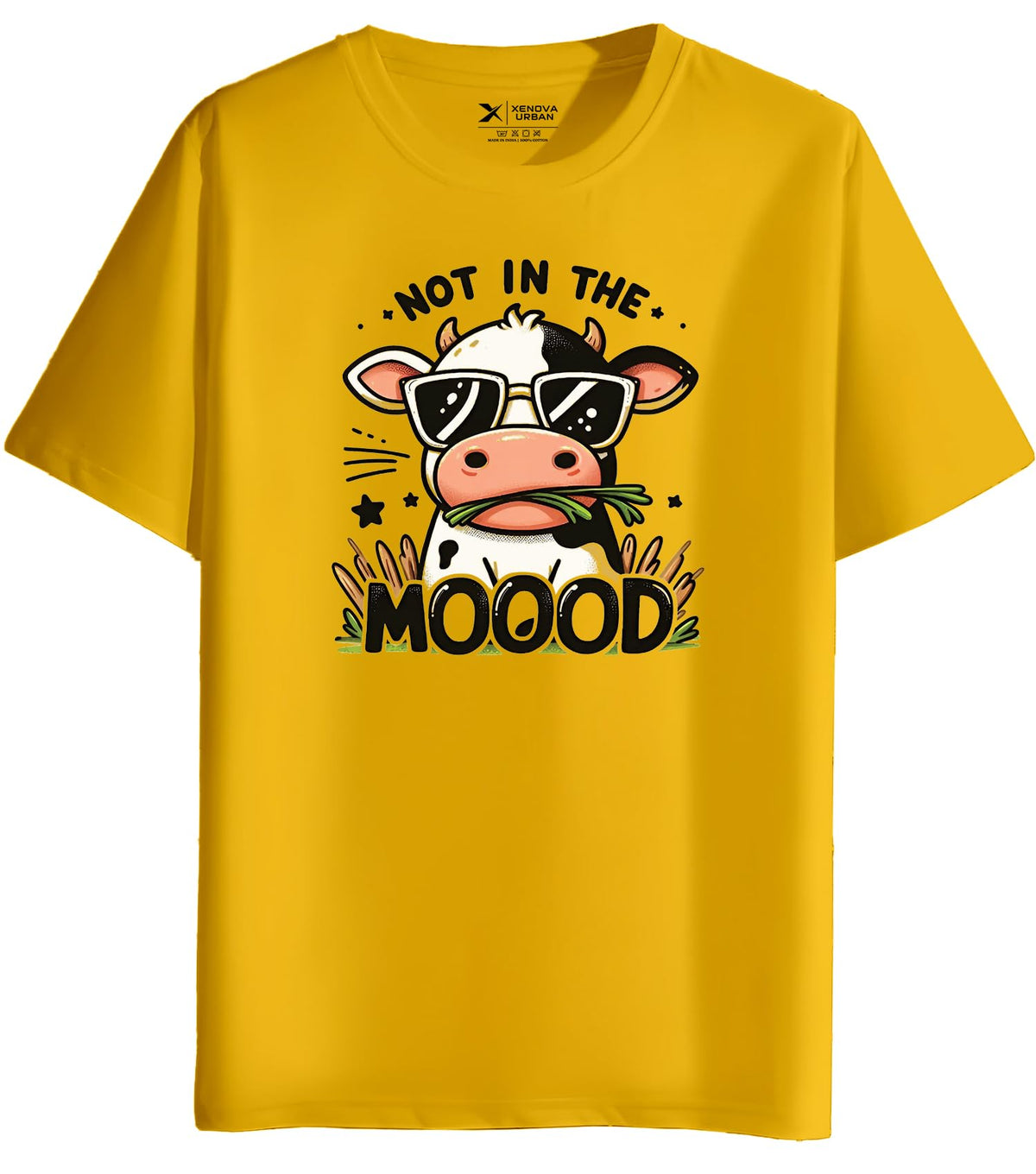 XENOVAURBAN Men's Regular Fit Printed Round Neck Cotton T-Shirt | Graphic Printed Casual Wear Unisex Fit XS to 3XL Tshirt RN-MOOOD