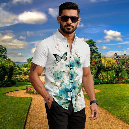 ZEKU Men's Butterfly Floral