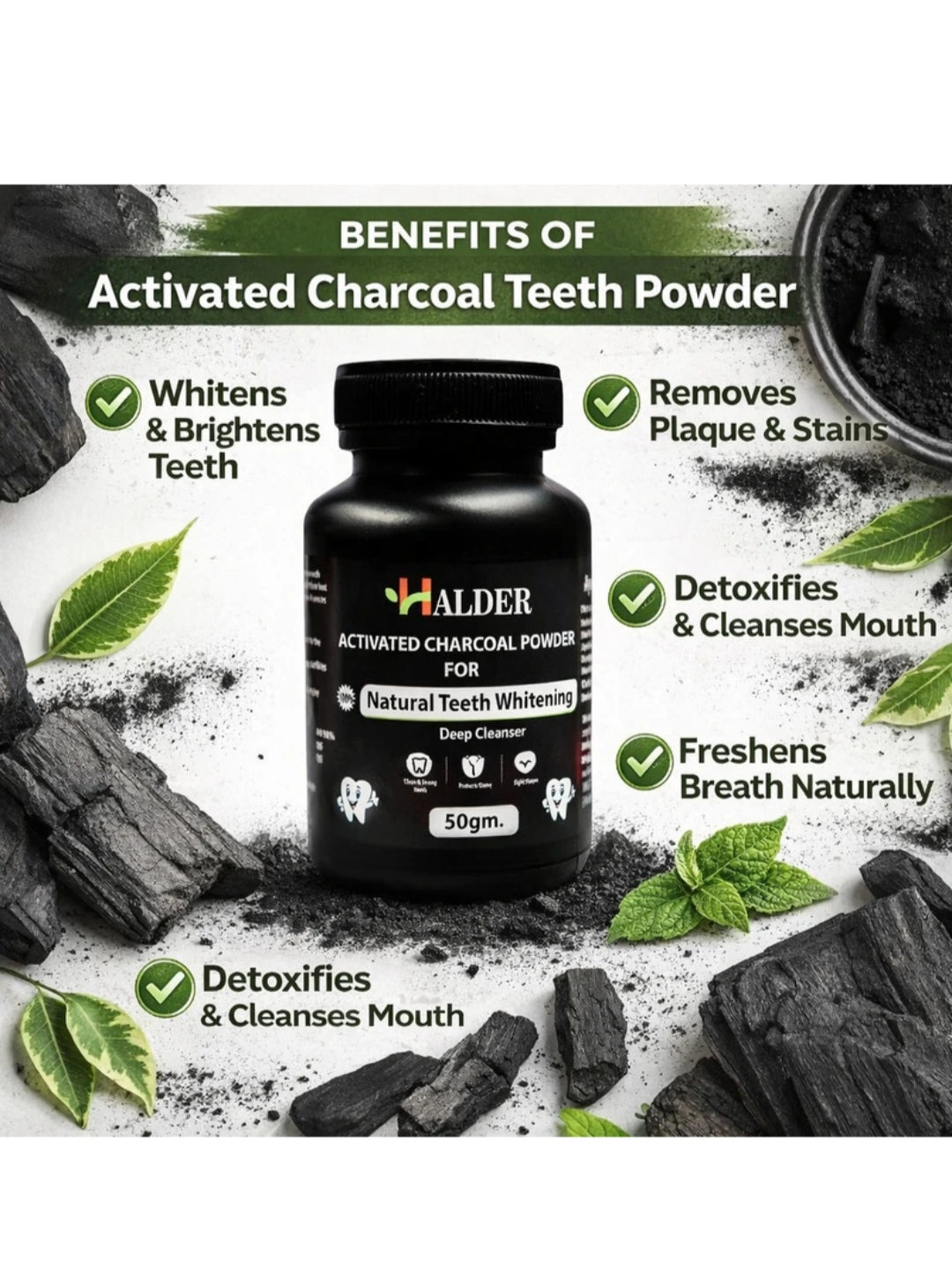 Charcoal teeth whitening