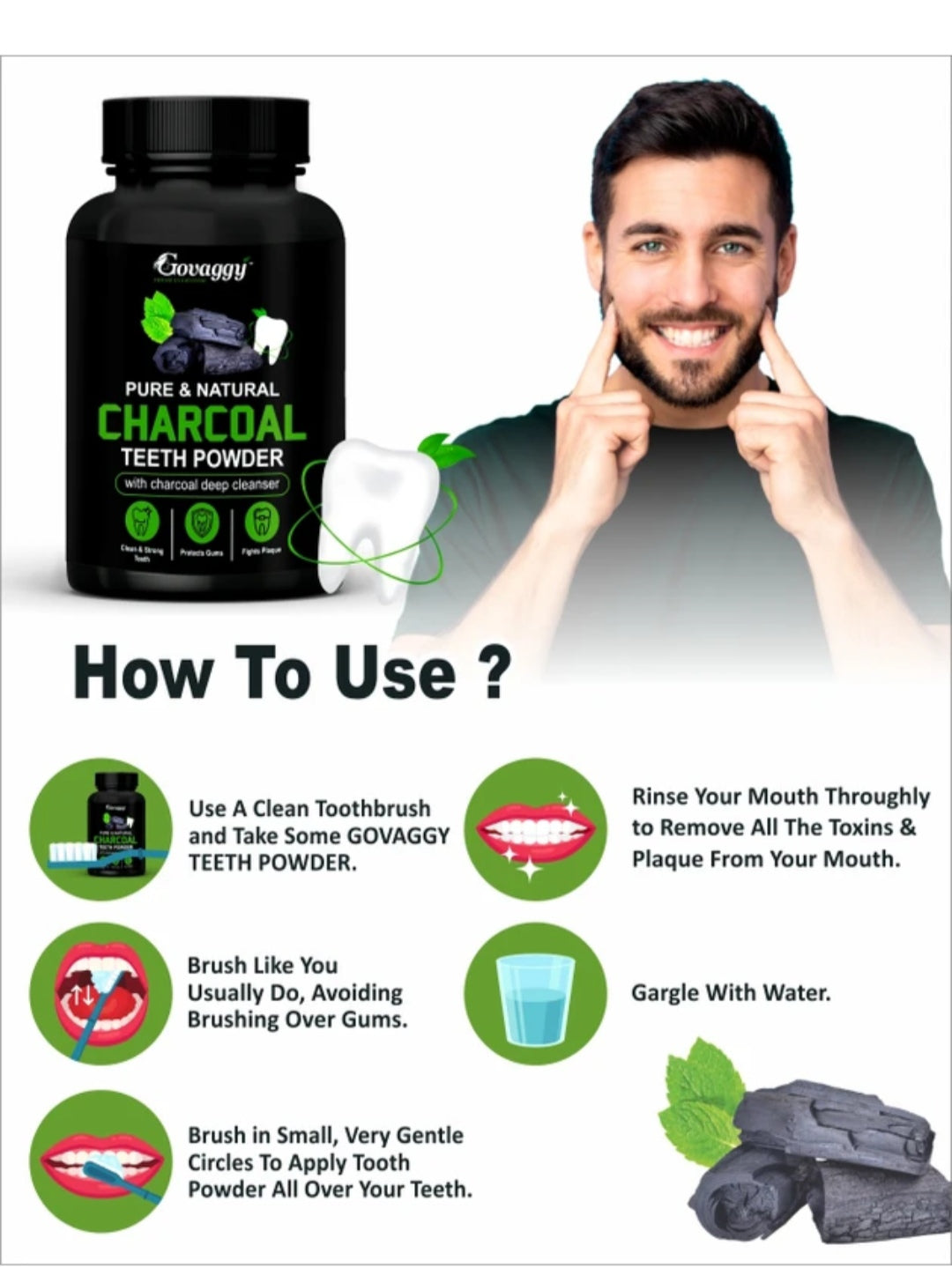 Charcoal teeth whitening