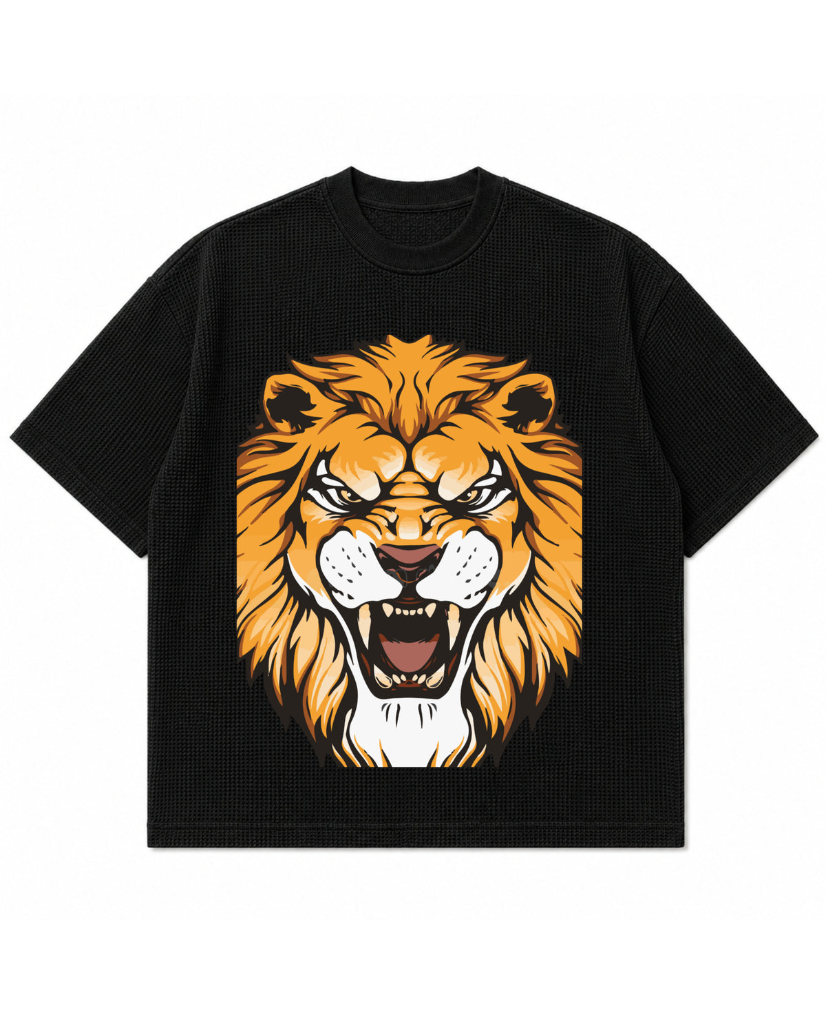 Black waffle boxy fit Front Design