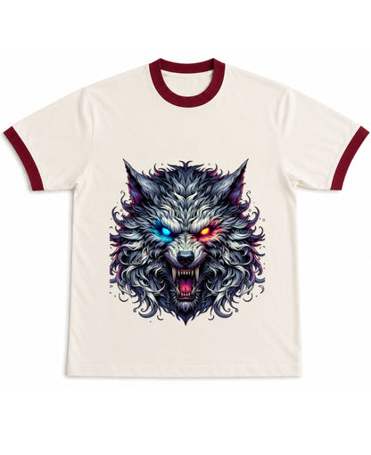 Off White & Maroon Ringer tee Front Design